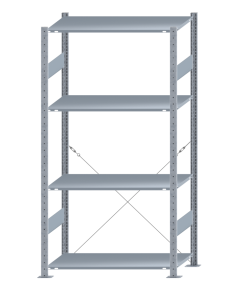 Steckregal Grundregal - Fachbodenregal mit Kreuzstreben, H2000xB1000xT500 mm, 4 Fachböden, Fachlast 150kg, sendzimirverzinkt